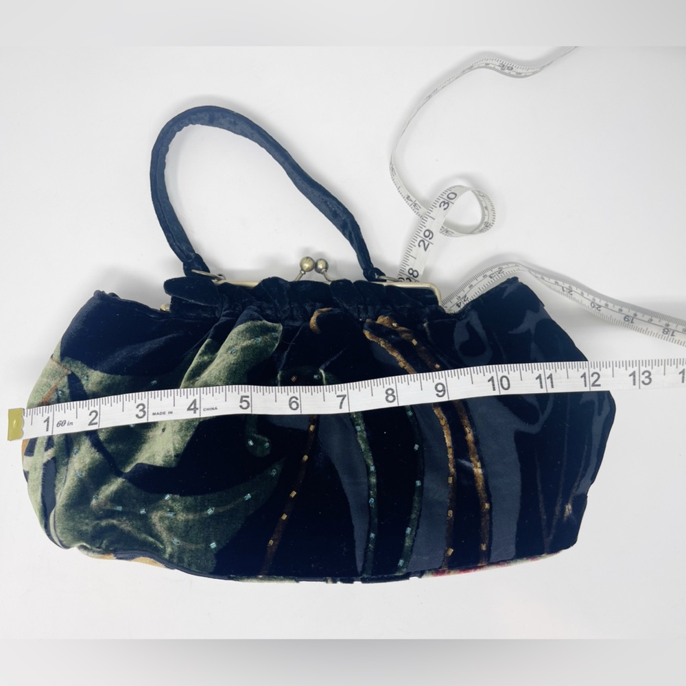 Tan velvet satchel handbag purse multicolor - Picture 8 of 10